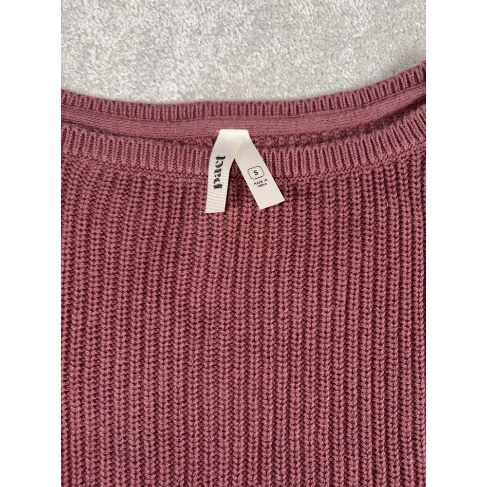 pact crew neck ribbed knit organic cotton mauve sweater small - Picture 3 of 7